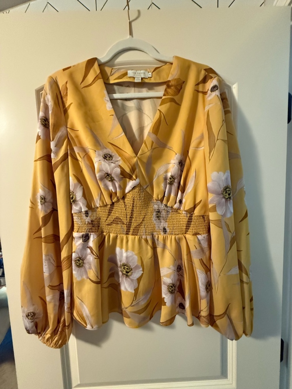 Ted Baker Yellow Floral V-Neck Blouse